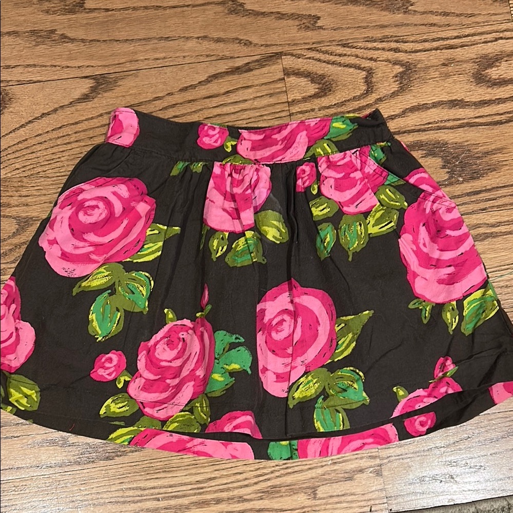 Cherokee brown Pink floral  Skirt with Pleats/ pockets Girls 7/8
